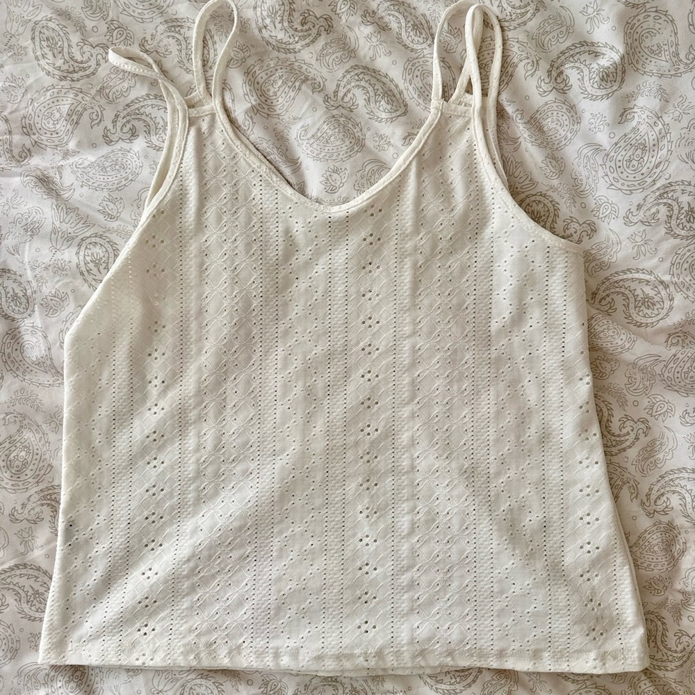 Women's Cream Eyelet Tank Top